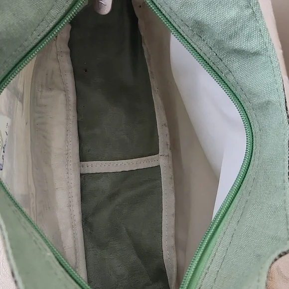 Paul Brent Palm Tree purse handbag canvas beaded army green - Picture 9 of 11